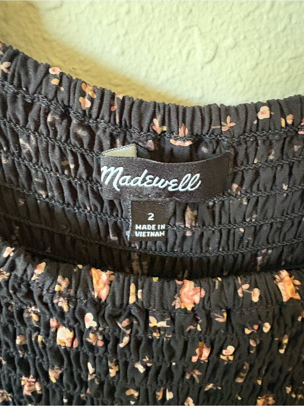 Madewell Smocked Square-Neck Wide-Leg Jumpsuit - Black Floral - Picture 6 of 8